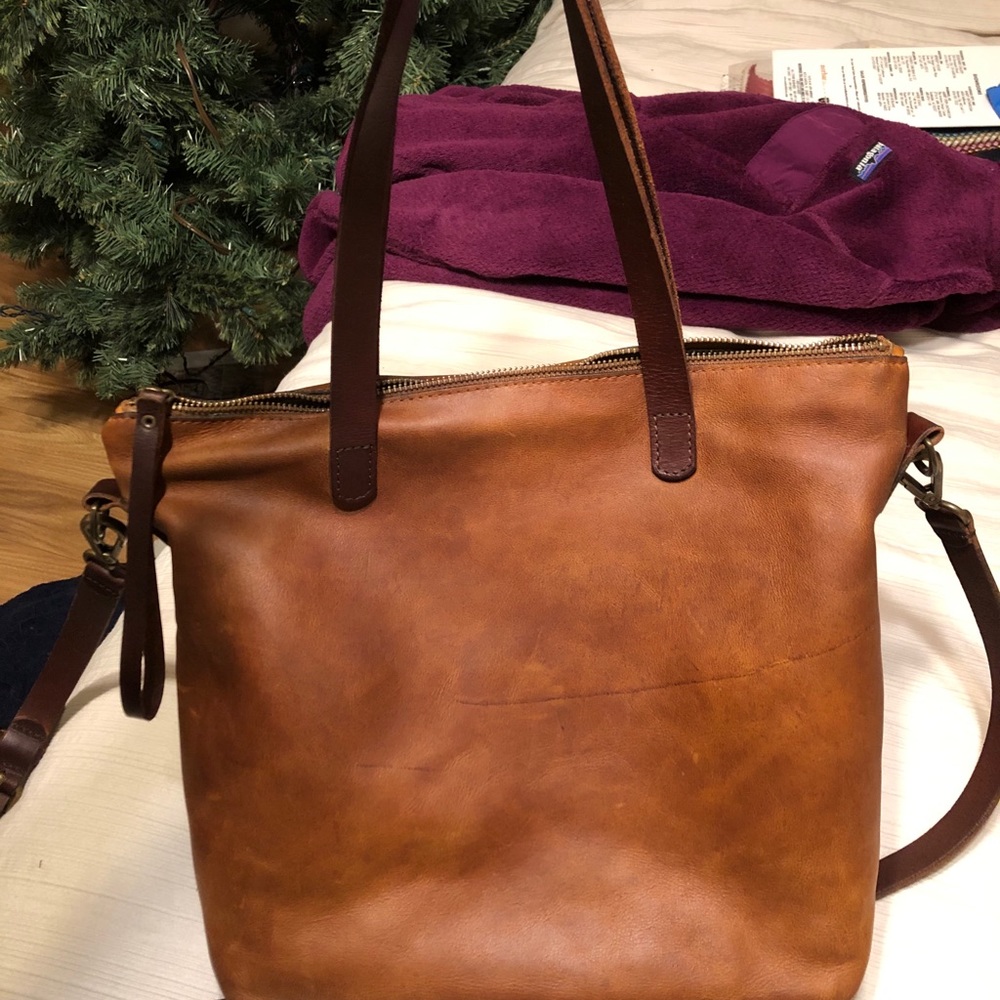 Leather crossbody tote